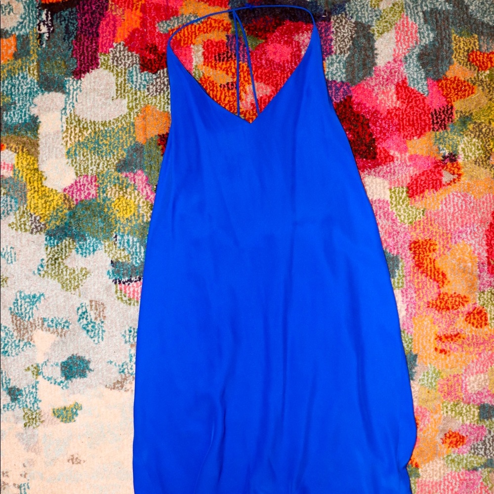 Blue Amanda Uprichard Sleeveless Silk Dress
